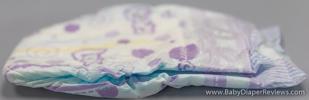 Detailed side view of diapers showing thickness