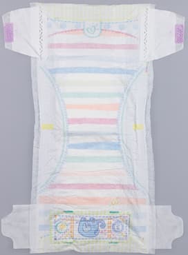 Unfolded front diaper with stripes
