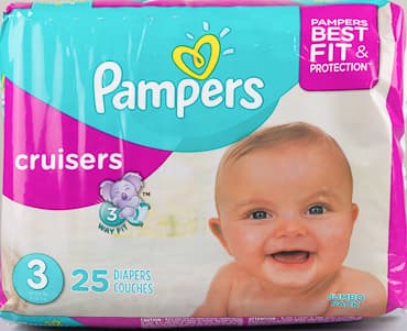 Front view of Pampers Cruisers package