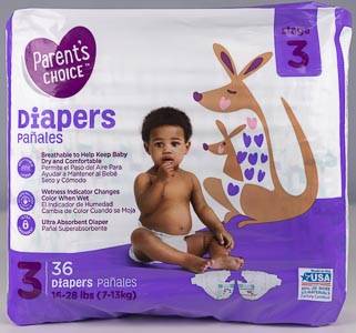 Parents Choice bag of diapers